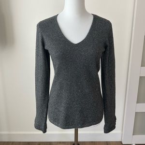 Metallic threaded gray cashmere sweater by Ann Taylor